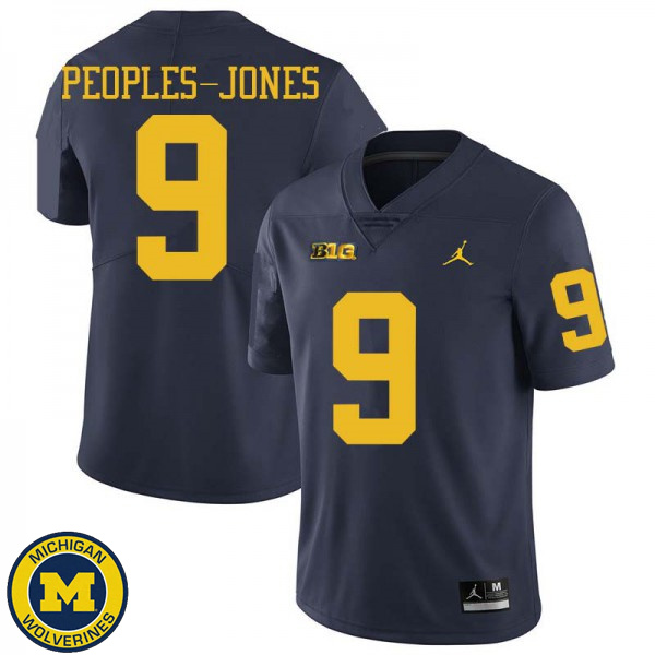 Men's Michigan Wolverines #9 Donovan Peoples-Jones Navy Jordan Brand NCAA Football Jersey